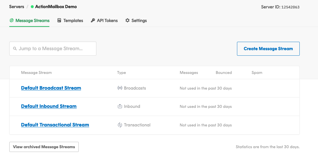 Postmark Default Streams