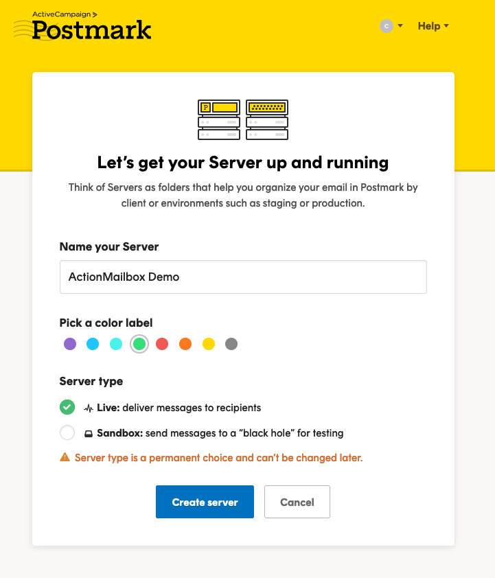 Postmark Server Setup