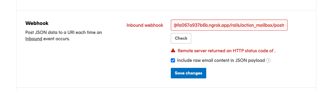 Postmark Webhook URL Error